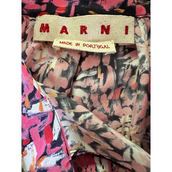 Marni 100% Silk Blouse Top with Tie Neck and 3/4 Sleeves - size EU 38 - Picture 3 of 8